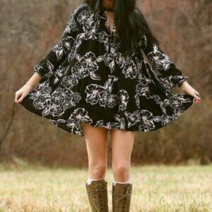 Free People Black Floral Mini Dress